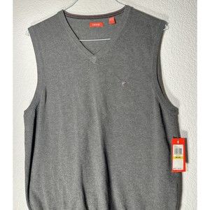 NWT IZOD sweater vest, heather grey, v-neck, men's size M, 100% cotton